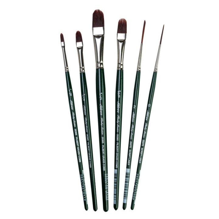 Silver Brush Ruby Satin Grass Combs, 6 Brushes