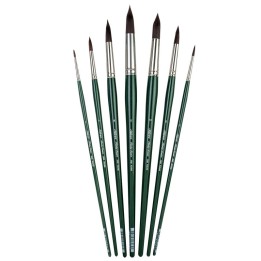 Silver Brush Ruby Satin Long Rounds, 7 Brushes