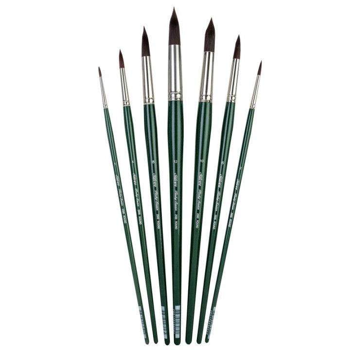 Silver Brush Ruby Satin Long Rounds, 7 Brushes