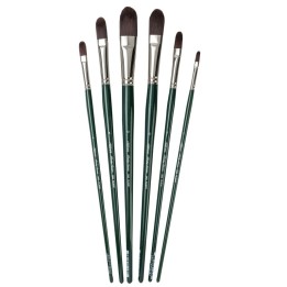 Silver Brush Ruby Satin Long Filberts, 6 Brushes