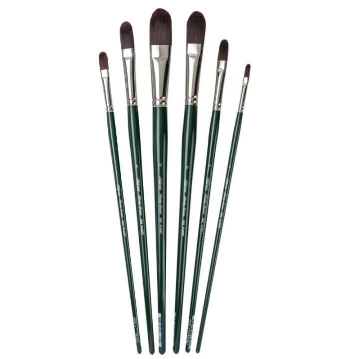 Silver Brush Ruby Satin Long Filberts, 6 Brushes