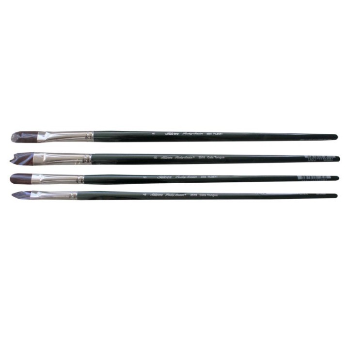 Silver Brush Ruby Satin Cats Tongues, 4 Brushes