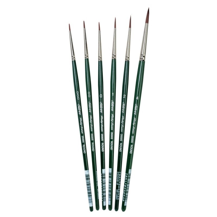 Silver Brush Ruby Satin Small Rounds, 6 Brushes