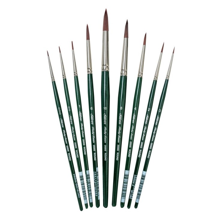 Silver Brush Ruby Satin Rounds, 9 Brushes