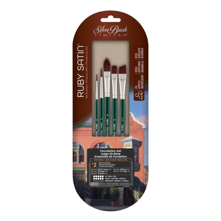 Silver Brush Ruby Satin® 5-Piece Foundation SH Brush Set