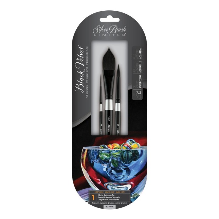 Silver Brush Black Velvet® Watercolor, 3 Brushes