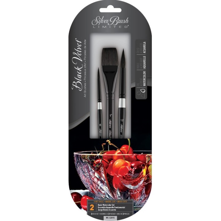 Silver Brush Black Velvet® 3-Piece BEST Basic W/C Brush Set