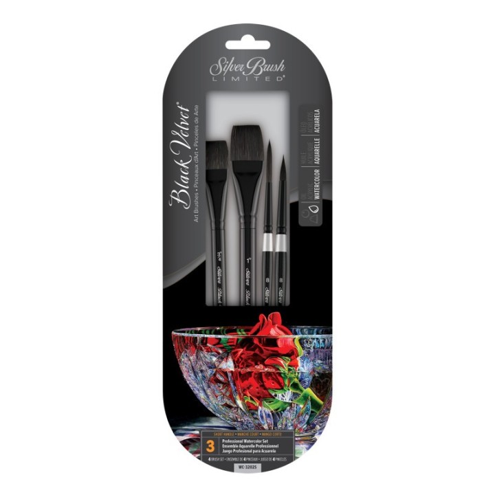 Silver Brush Black Velvet® 4-Piece BEST W/C Brush Set