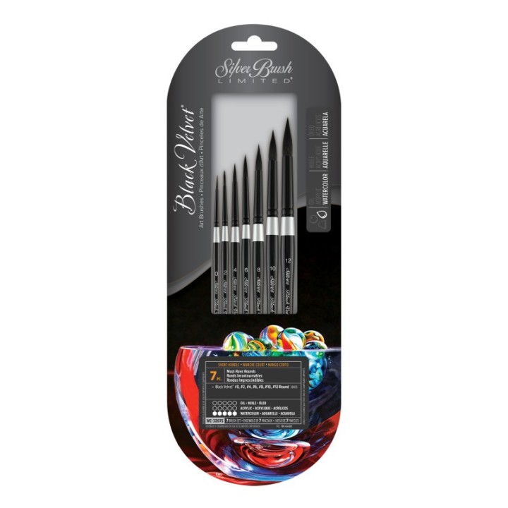 Silver Brush Black Velvet® 7-Piece Must Have Rounds W/C Brush Set