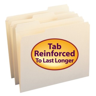 Smead® File Folders, Reinforced 1/3-Cut Tab, Letter Size, Manila, Box of 100