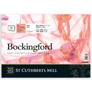 St Cuthberts Bockingford Watercolor Pad, Hot Pressed, White, Glue Binding, 140lb/300gsm, 12 Sheet, 10x14 inch, 1 Count