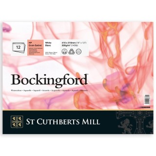 St Cuthberts Bockingford Watercolor Pad, Hot Pressed, White, Glue Binding, 140lb/300gsm, 12 Sheet, 12x16 inch, 1 Count