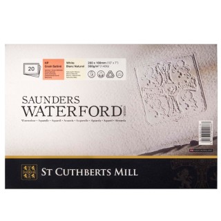 St Cuthberts Saunders Waterford Watercolor Block, Hot Pressed, White, 140lb/300gsm, 20 Sheet, 10x7 inch, 1 Count