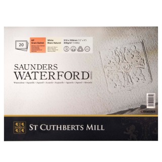 St Cuthberts Saunders Waterford Watercolor Block, Hot Pressed, White, 140lb/300gsm, 20 Sheet, 12x9 inch, 1 Count