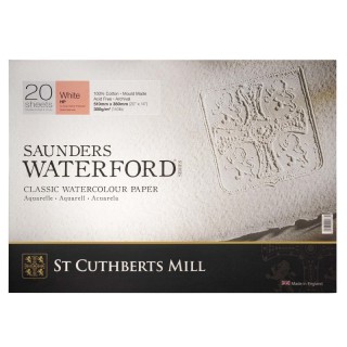 St Cuthberts Saunders Waterford Watercolor Block, Hot Pressed, White, 140lb/300gsm, 20 Sheet, 20x14 inch, 1 Count
