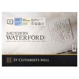 St Cuthberts Saunders Waterford Watercolor Block, Cold Pressed, White, 140lb/300gsm, 20 Sheet, 14x10 inch, 1 Count
