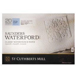 St Cuthberts Saunders Waterford Watercolor Block, Cold Pressed, White, 140lb/300gsm, 20 Sheet, 20x14 inch, 1 Count