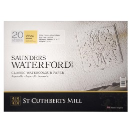St Cuthberts Saunders Waterford Watercolor Block, Rough, White, 140lb/300gsm, 20 Sheet, 14x10 inch, 1 Count
