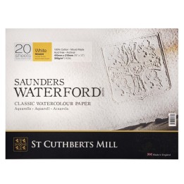 St Cuthberts Saunders Waterford Watercolor Block, Rough, White, 140lb/300gsm, 20 Sheet, 16x12 inch, 1 Count