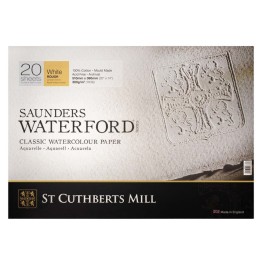 St Cuthberts Saunders Waterford Watercolor Block, Rough, White, 140lb/300gsm, 20 Sheet, 20x14 inch, 1 Count