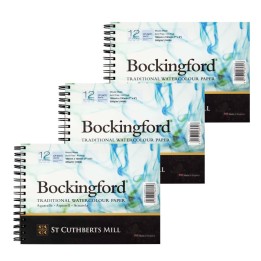 St Cuthberts Bockingford Watercolor Pad, Cold Pressed, Spiral Binding, 140lb/300gsm, 12 Sheet, 5x7 inch, Pack of 3