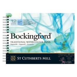 St Cuthberts Bockingford Watercolor Pad, Cold Pressed, Spiral Binding, 140lb/300gsm, 12 Sheet, 9x12 inch, 1 Count