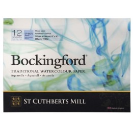 St Cuthberts Bockingford Watercolor Pad, Cold Pressed, Glue Binding, 140lb/300gsm, 12 Sheet, 9x12 inch, 1 Count