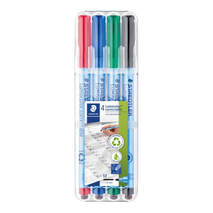STAEDTLER® Lumocolor Correctable Dry Erase Pen, Set of 4