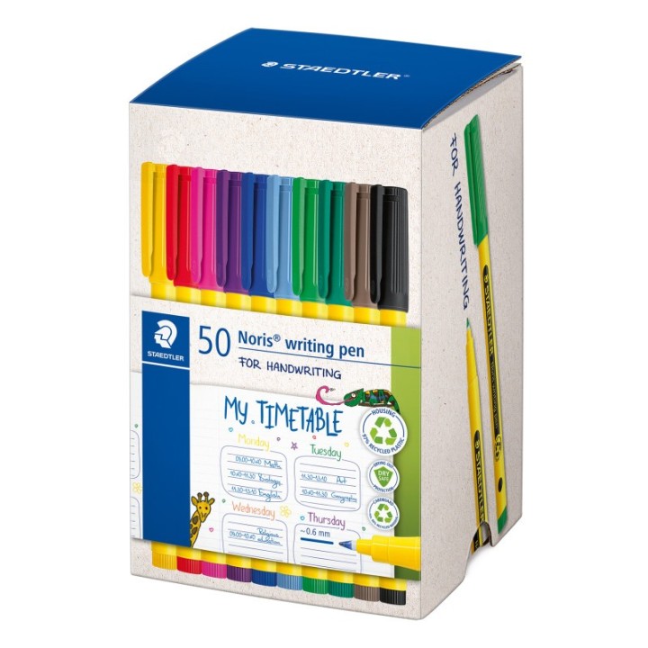 STAEDTLER® Noris® Writing Pens, 10 Colors, Box of 50