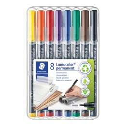 STAEDTLER® Lumocolor Permanent Pens, Medium 1.0 mm, Assorted Colors, Set of 8