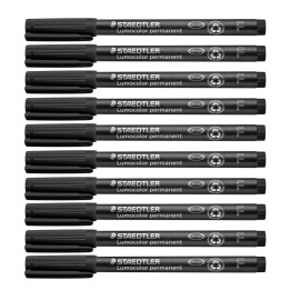 STAEDTLER® Lumocolor Permanent Pens, Fine 0.6 mm, Black, Pack of 10