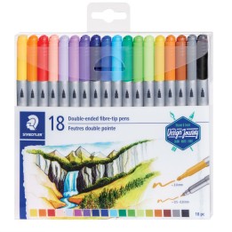 STAEDTLER® Double-Ended Fiber-Tip Pens, Assorted Colors, Set of 18