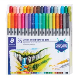 STAEDTLER® Double-Ended Fiber-Tip Pens, Assorted Colors, Set of 36