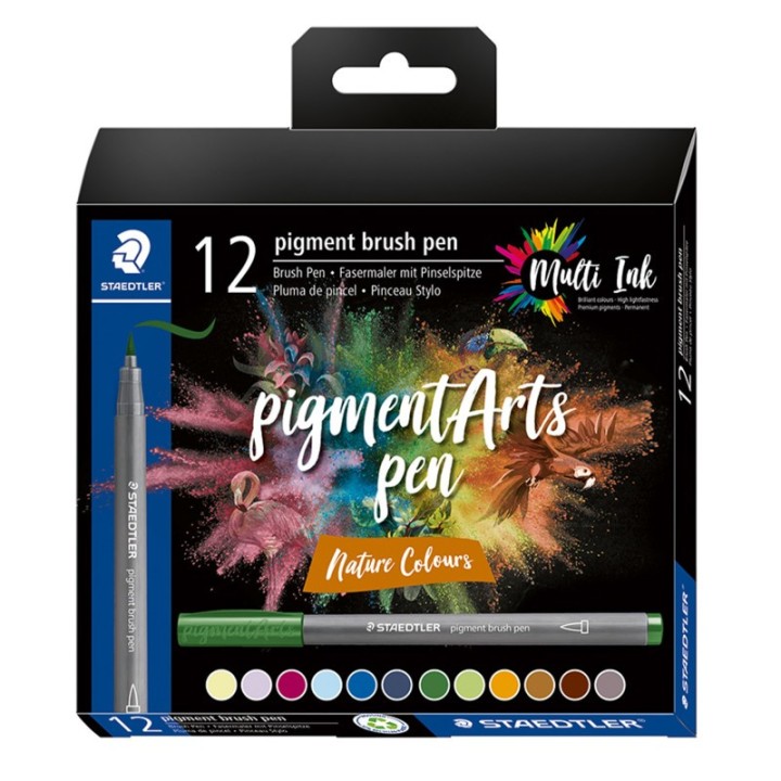 STAEDTLER® Pigment Arts Brush Pens, Nature Colors, Set of 12