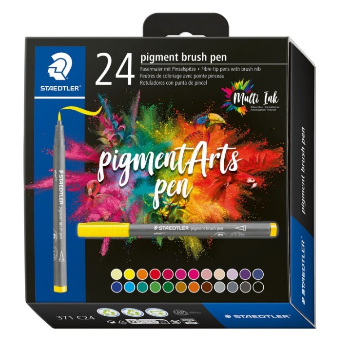 STAEDTLER® Pigment Arts Brush Pens, Assorted Colors, Set of 24