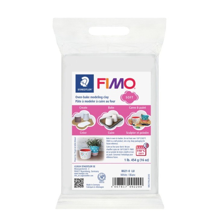 STAEDTLER® FIMO® Soft Modeling Clay, 1 lb (454 g) Block, White
