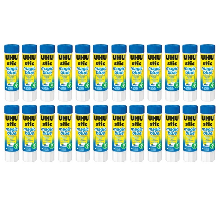 STAEDTLER® UHU Stic Magic Blue Glue Stick, Dries Clear, 8.2 g, Pack of 24