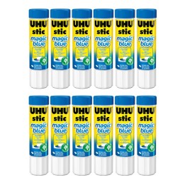 STAEDTLER® UHU Stic Magic Blue Glue Stick, Dries Clear, 21 g, Pack of 12