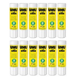 STAEDTLER® UHU Stic Permanent Glue Stick, Clear, 21 g, Pack of 12