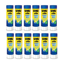STAEDTLER® UHU Stic Magic Blue Glue Stick, Dries Clear, 40 g, Pack of 12