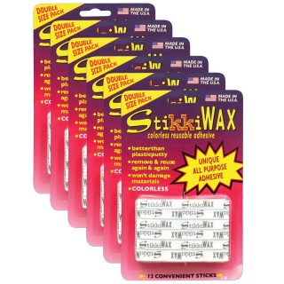 StikkiWorks StikkiWAX™ Adhesive Bars/Sticks, 12 Per Pack, 6 Packs