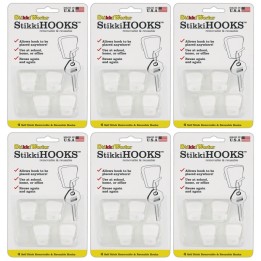 StikkiWorks StikkiHOOKS®, White, 4 Per Pack, 6 Packs