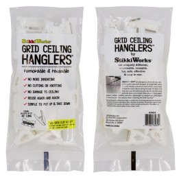 StikkiWorks Grid Ceiling Hanglers™ Grid Clip Kits™, 10 Count