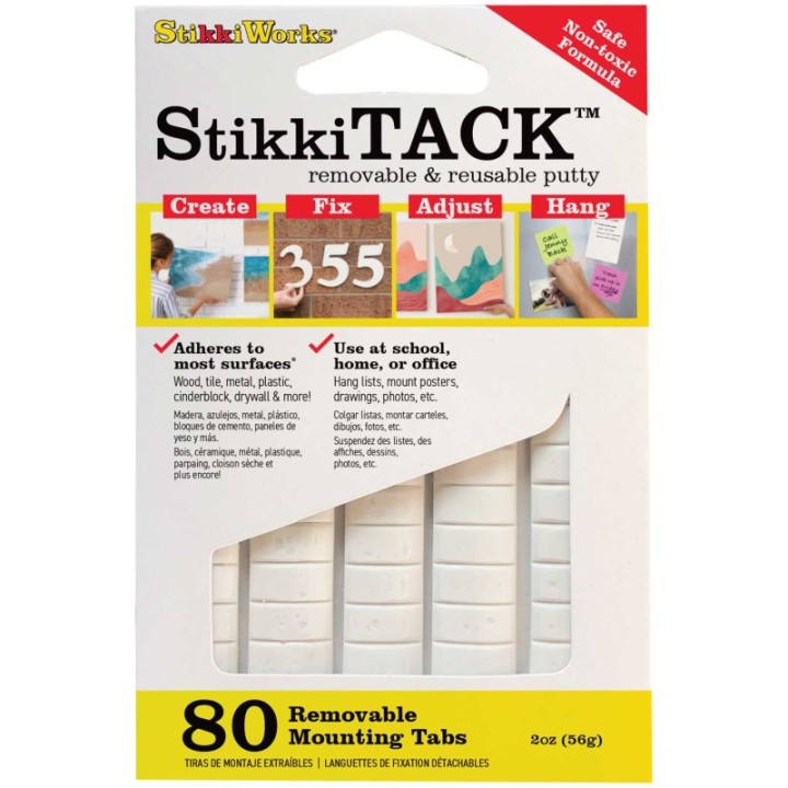 StikkiWorks StikkiTack, 80 Tabs, 2 oz., White