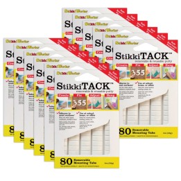 StikkiWorks StikkiTack, White, 2 oz./80 Tabs Per Pack, 12 Packs
