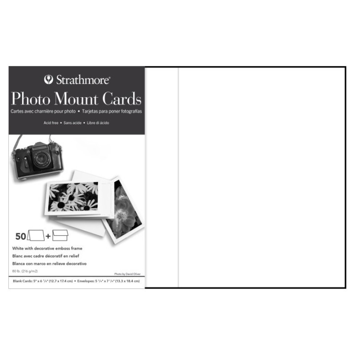 Strathmore Photo Mount Cards & Envelopes, Decorative Embossed Border, 5x6.875 inch, 50 Pack