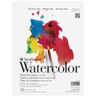 Strathmore 200 Series Watercolor Pad, Tape Binding, 15 Sheets, 9x12 inch