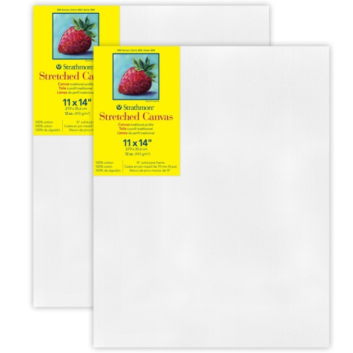 Strathmore 300 Series Traditional Stretched Canvas, 11x14 inch, Pack of 2