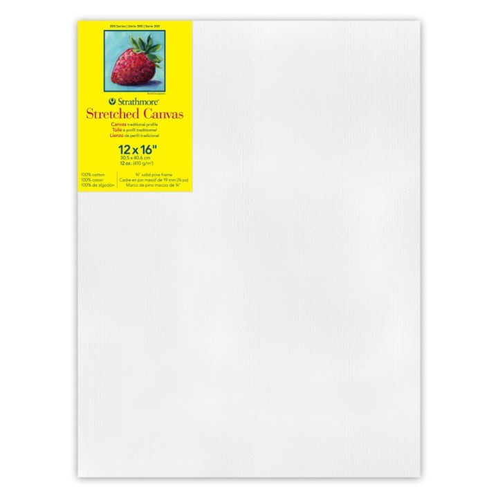 Strathmore 300 Series Traditional Stretched Canvas, 12x16 inch