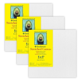 Strathmore 300 Series Gallery Stretched Canvas, 5x5 inch, Pack of 3